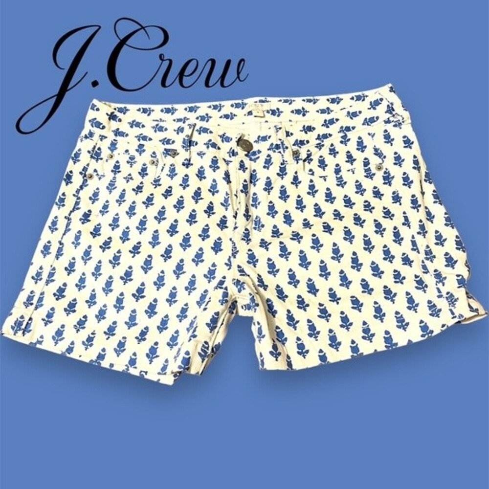 2/$40 J. Crew Stretch Blue White Floral Print Denim Jean Shorts NWOT